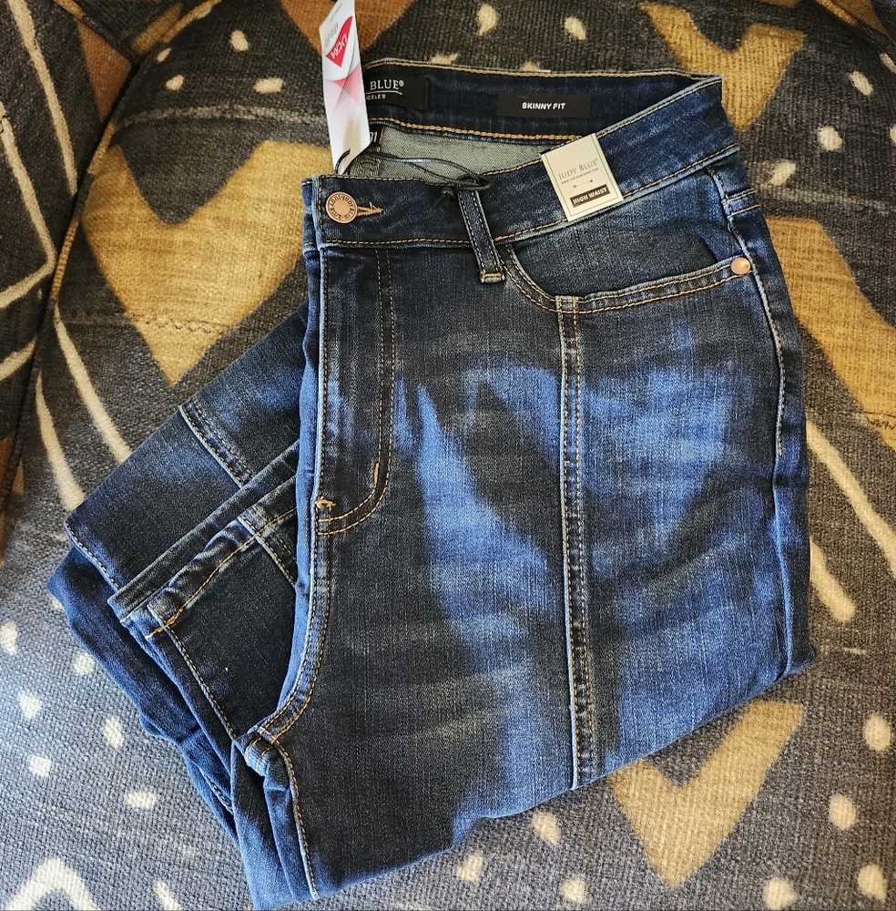 Judy Blue Lycra High Rise Dark Blue Women's Jeans With Front Seam - Picture 5 of 7